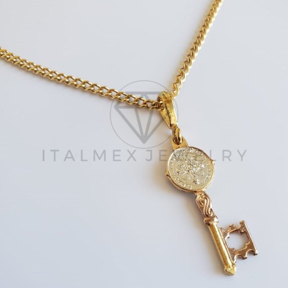 ItalMex Jewelry Jewelry - 18K Gold Plated Saint Benedict Key & 22" Chain